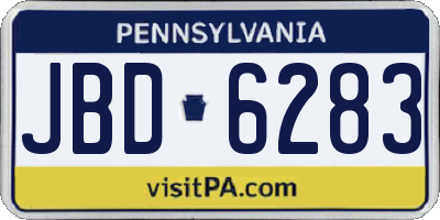 PA license plate JBD6283