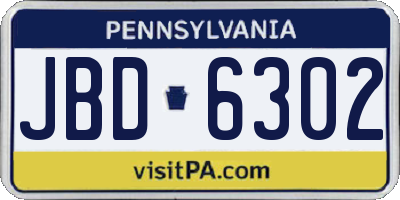 PA license plate JBD6302