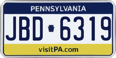 PA license plate JBD6319