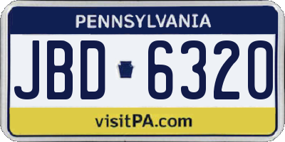 PA license plate JBD6320