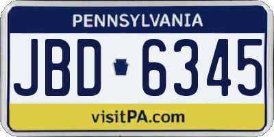 PA license plate JBD6345