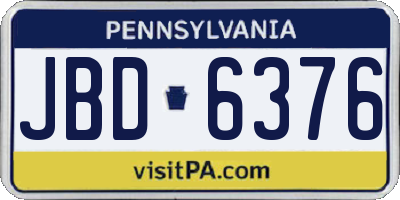 PA license plate JBD6376
