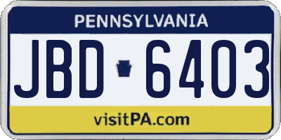 PA license plate JBD6403
