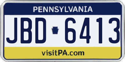 PA license plate JBD6413