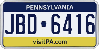 PA license plate JBD6416