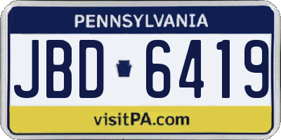 PA license plate JBD6419