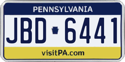 PA license plate JBD6441