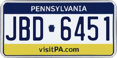 PA license plate JBD6451