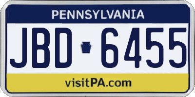 PA license plate JBD6455
