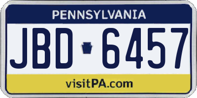 PA license plate JBD6457