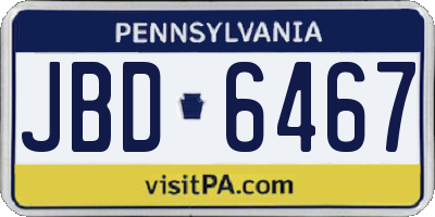 PA license plate JBD6467