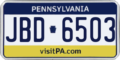 PA license plate JBD6503