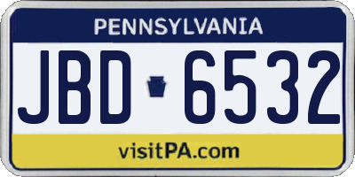 PA license plate JBD6532