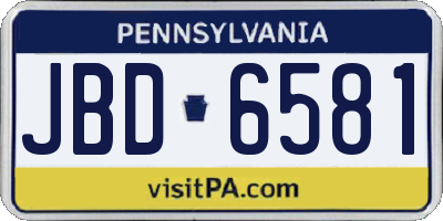 PA license plate JBD6581