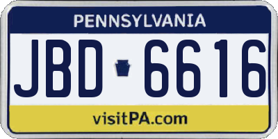 PA license plate JBD6616