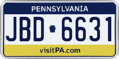 PA license plate JBD6631