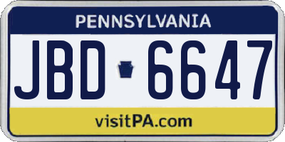 PA license plate JBD6647