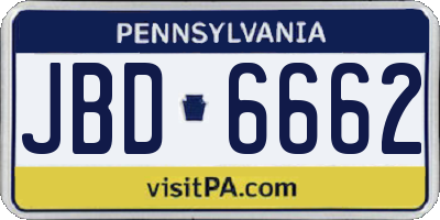 PA license plate JBD6662