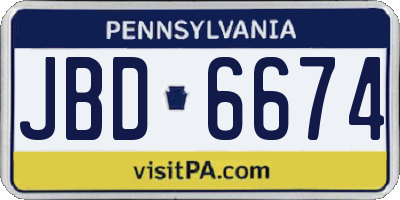 PA license plate JBD6674