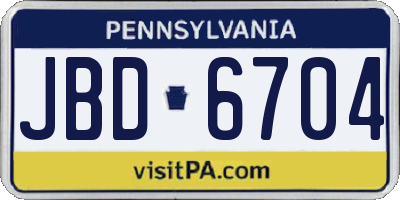 PA license plate JBD6704