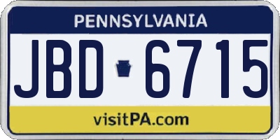 PA license plate JBD6715