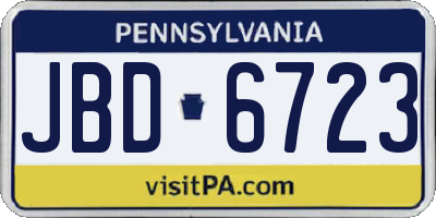 PA license plate JBD6723
