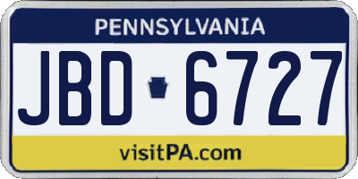 PA license plate JBD6727