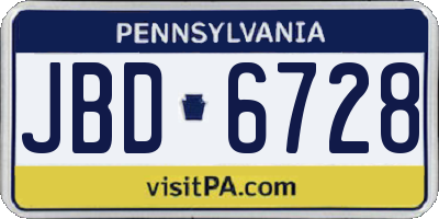 PA license plate JBD6728