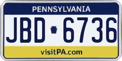 PA license plate JBD6736