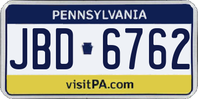 PA license plate JBD6762