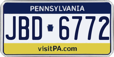 PA license plate JBD6772