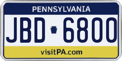 PA license plate JBD6800
