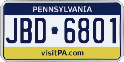 PA license plate JBD6801