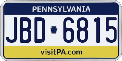PA license plate JBD6815