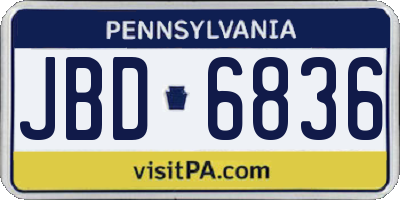 PA license plate JBD6836