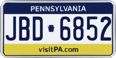 PA license plate JBD6852