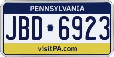 PA license plate JBD6923
