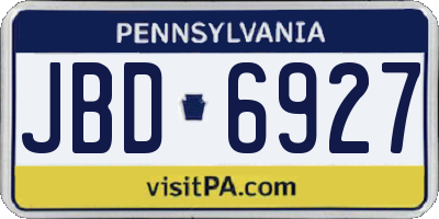 PA license plate JBD6927