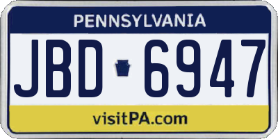 PA license plate JBD6947