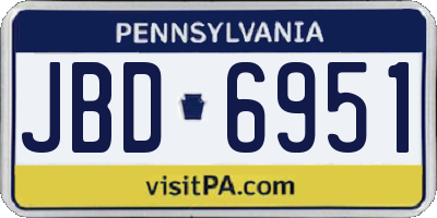 PA license plate JBD6951