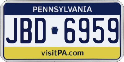 PA license plate JBD6959