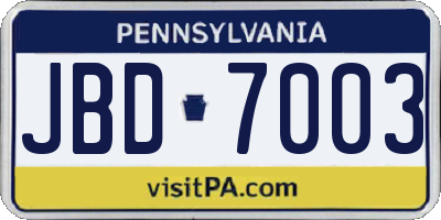 PA license plate JBD7003