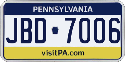 PA license plate JBD7006