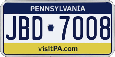 PA license plate JBD7008