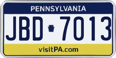 PA license plate JBD7013