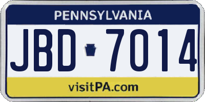 PA license plate JBD7014