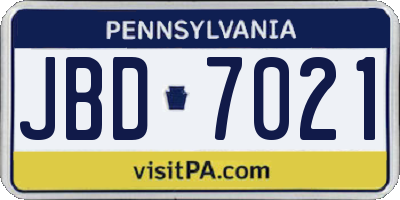 PA license plate JBD7021