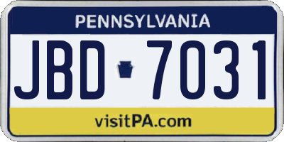 PA license plate JBD7031