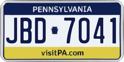 PA license plate JBD7041