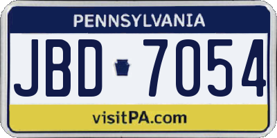PA license plate JBD7054